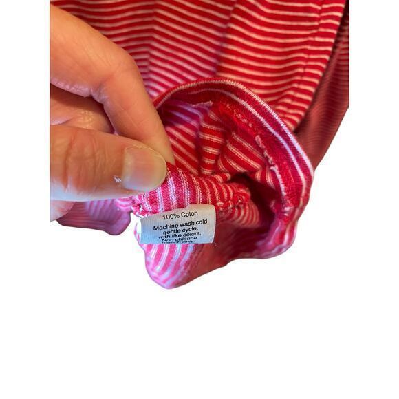 J. Crew 100% Cotton Candy Cane Red‎ & White Striped Ruffle Hem Top Blouse Small - Picture 5 of 10